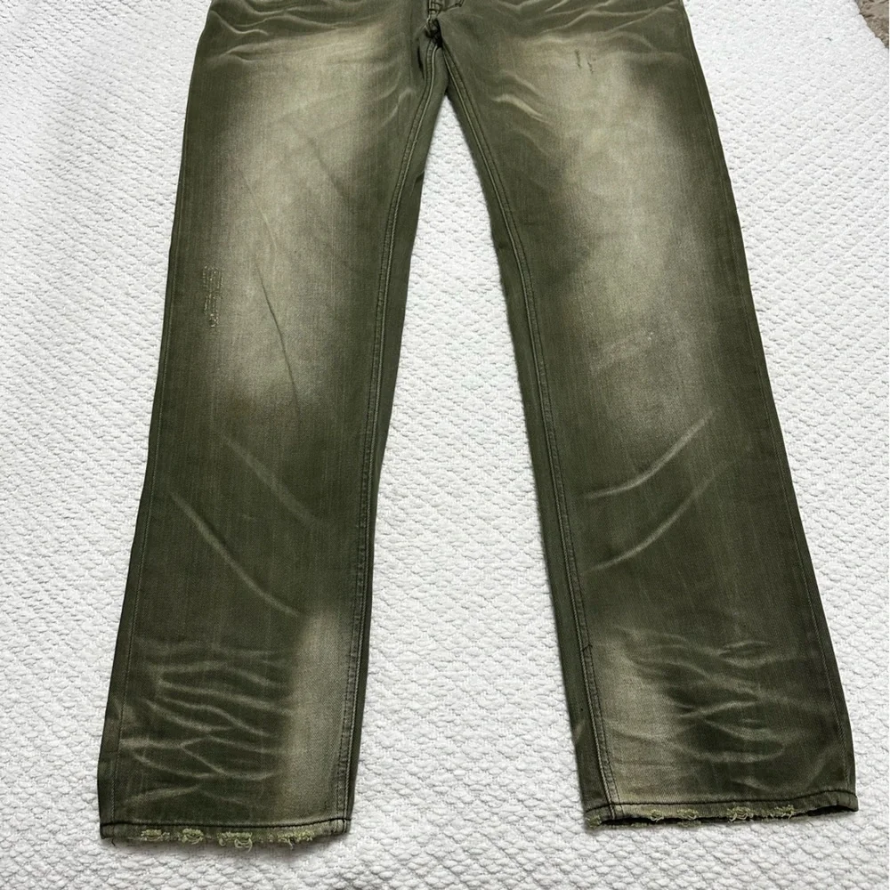 Akoo Jeans No Rivals Moto Green Acid Wash Distressed Men’s Size 38